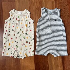 Toddler Boy Sleeveless Rompers, 18 months, Hanna Andersson GAP Organic Cotton